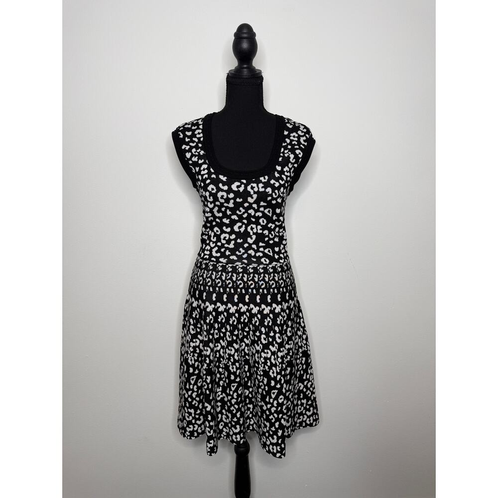 Rebecca Taylor Leopard Knit Dress Fit Flare Small